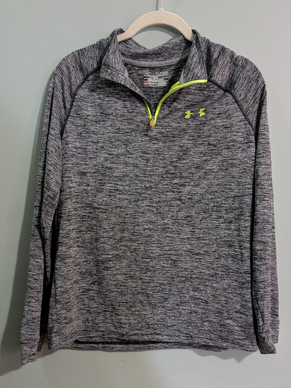 EUC Under Armour Gray Heathered Quarter‑Zip Pullover Heatgear Youth XL *E13